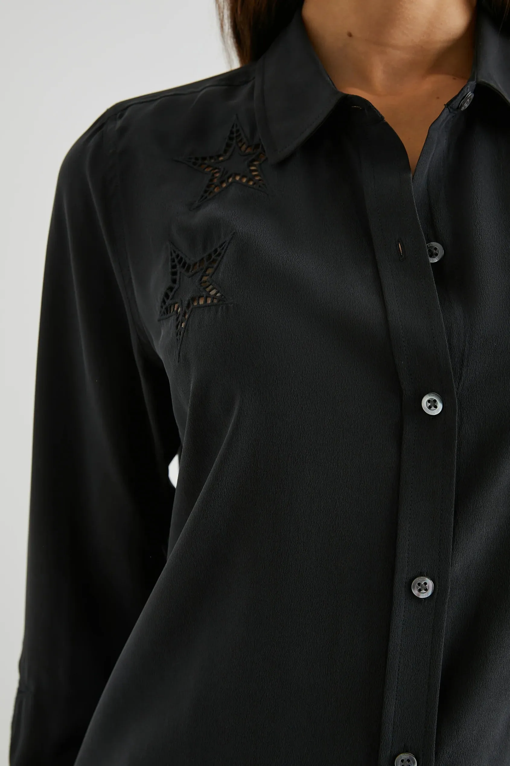 Kate Shirt - Black Eyelet Stars