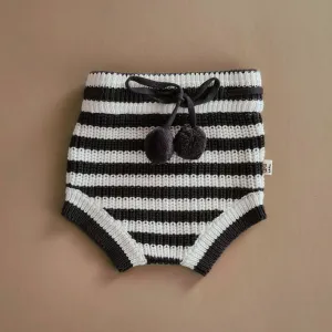 Knitted Bloomers - Cotton - Ivory & Graphite Stripes