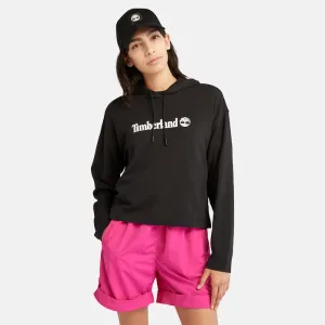 Linear Logo Relaxed Fit Cropped Hoodie For Women
