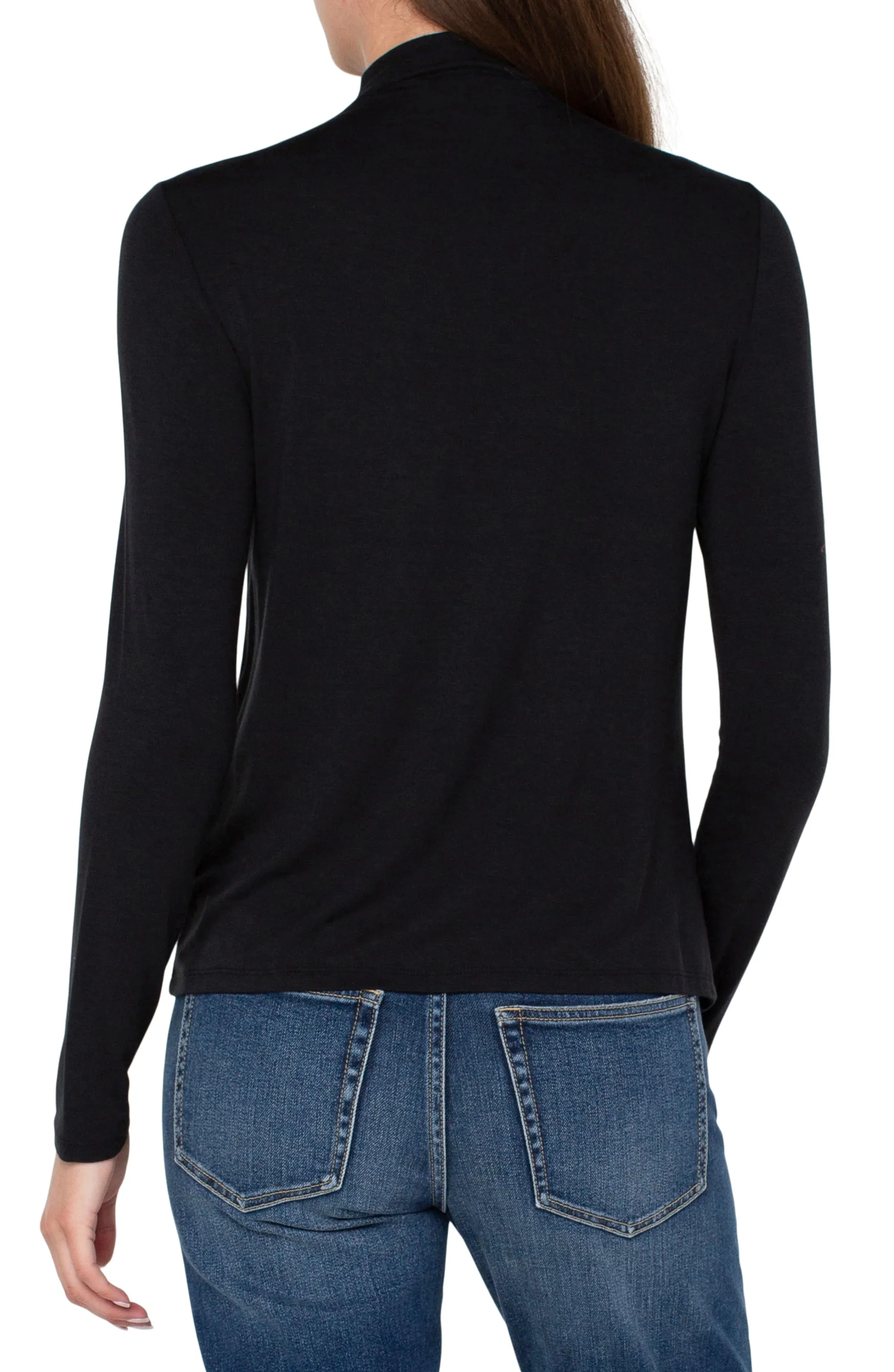 Liverpool Mock Neck Long Sleeve Knit Top (White)