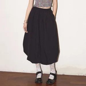 LVSANW Long Skirt Women Elegant Solid Elastic Waist A-line Vintage Korean Fashion Loose Balloon Maxi Skirt Casual Y2K Streetwear