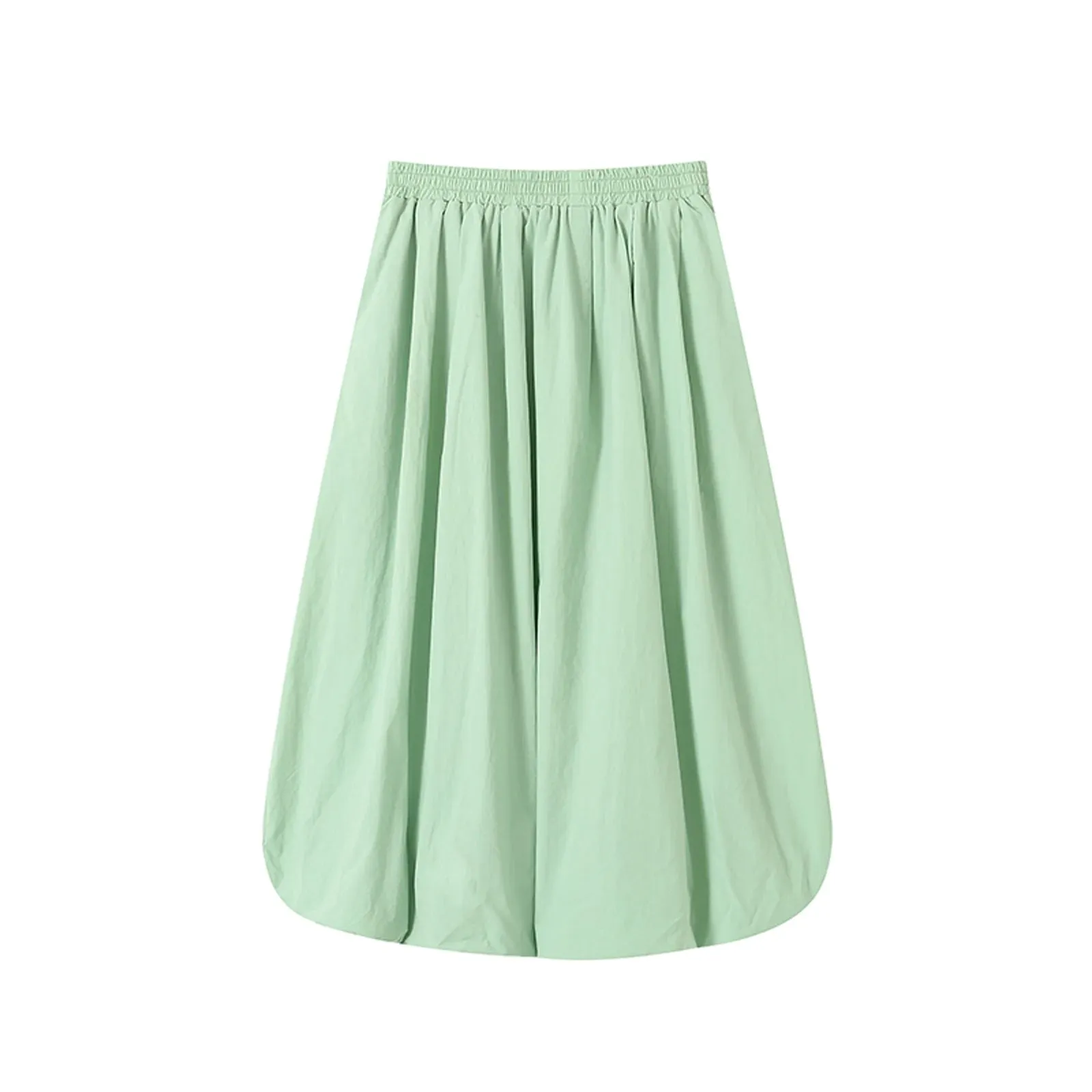 LVSANW Long Skirt Women Elegant Solid Elastic Waist A-line Vintage Korean Fashion Loose Balloon Maxi Skirt Casual Y2K Streetwear