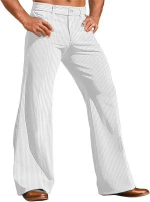 Men's Corduroy Bell Bottom Pants Relaxed Stretch Vintage Fit Plus Size Fashion Flared Retro Wide Leg Trousers