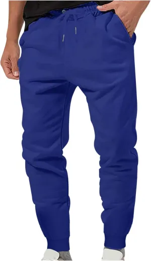 Men's Jogger Sweatpants Elastic Waist Comfy Bottoms Slim Fit Drawstring Trousers Lounge Gymwear Stretch Athletic Fit
