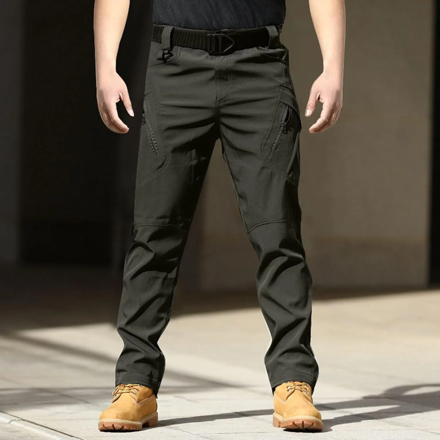 Mens Lightweight Cargo Tactical Pants Straight Leg Athletic Joggers Relaxed Fit Overalls Hiking Work Trousers