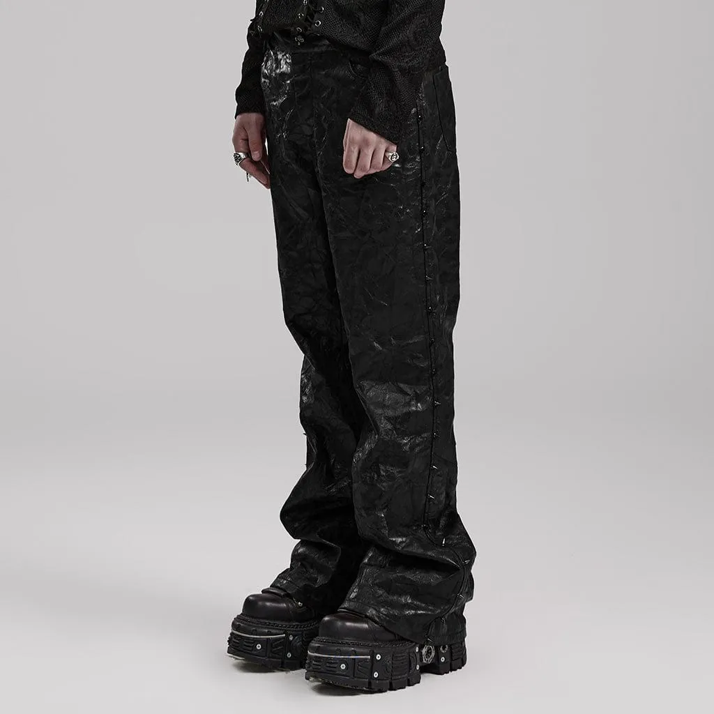 Men's Punk Pleated Textured Leather Pants