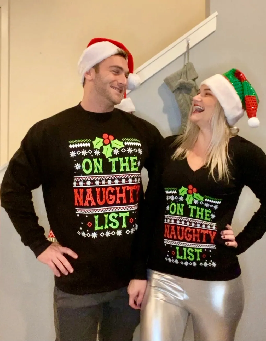 Mens Ugly Christmas Sweater: On the Naughty List Christmas Sweater PRESALE