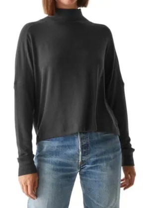 Michael Stars Frida Mock Neck Top- Charcoal