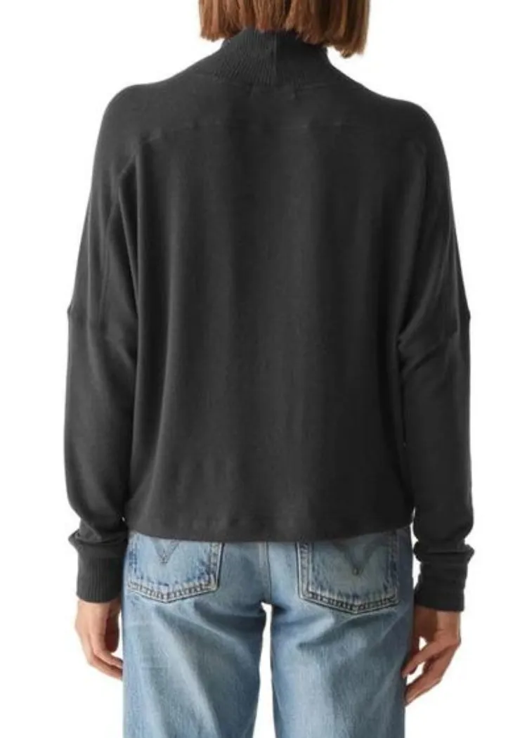 Michael Stars Frida Mock Neck Top- Charcoal