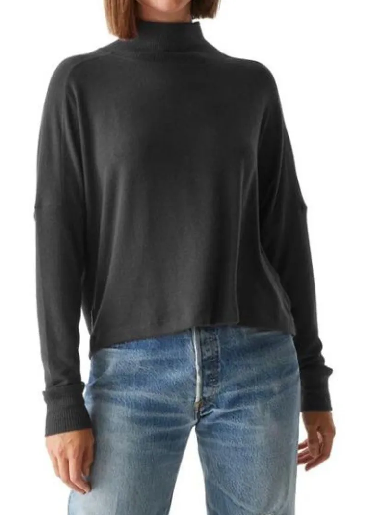 Michael Stars Frida Mock Neck Top- Charcoal