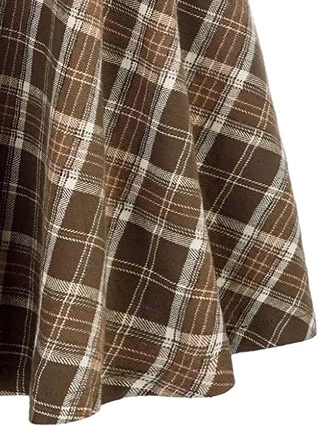 Midi Plaid Skirt for Womens 2024 Fashion Casual Elastic High Waist A-Line Flared Pleated Flowy Tartan Skirts