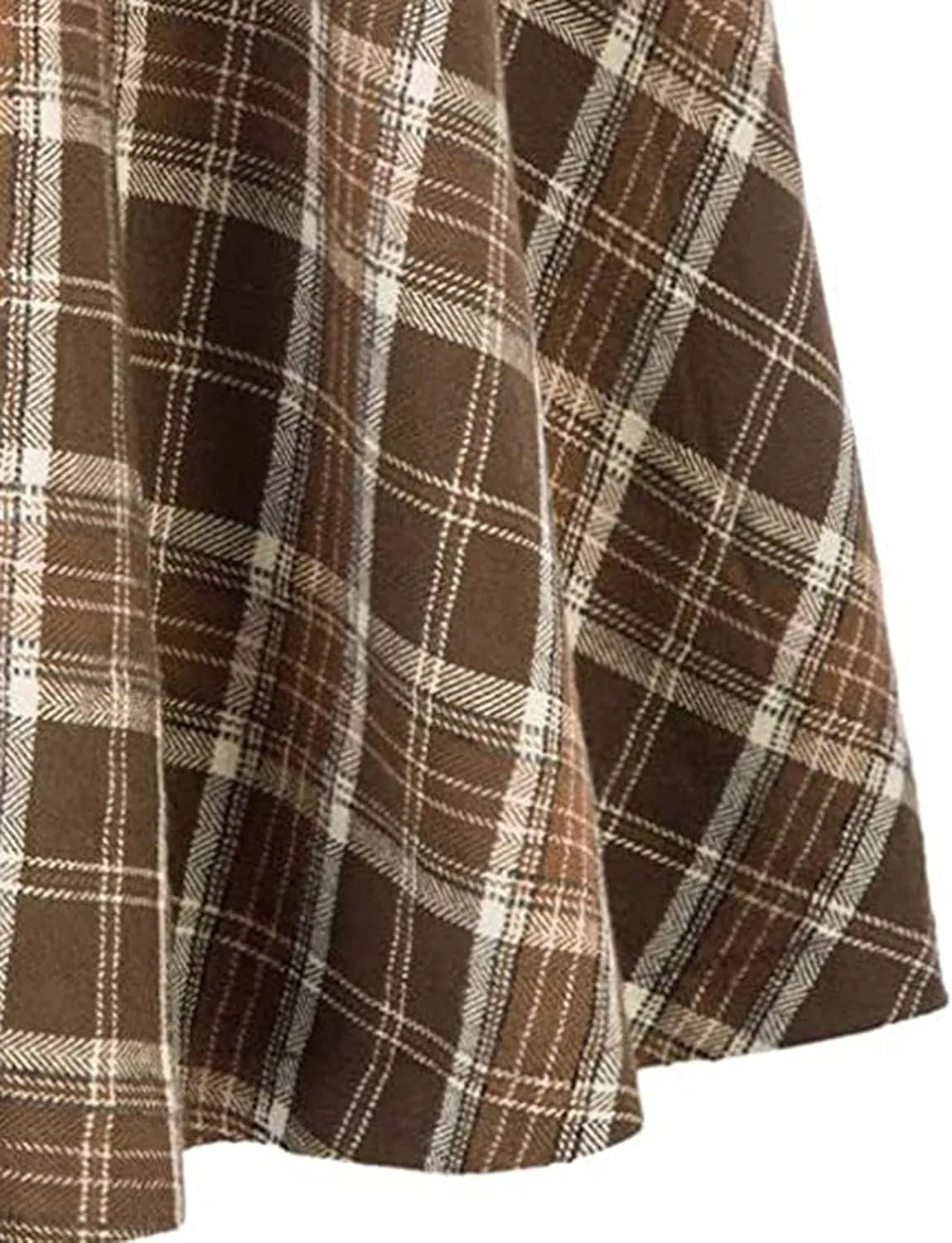 Midi Plaid Skirt for Womens 2024 Fashion Casual Elastic High Waist A-Line Flared Pleated Flowy Tartan Skirts