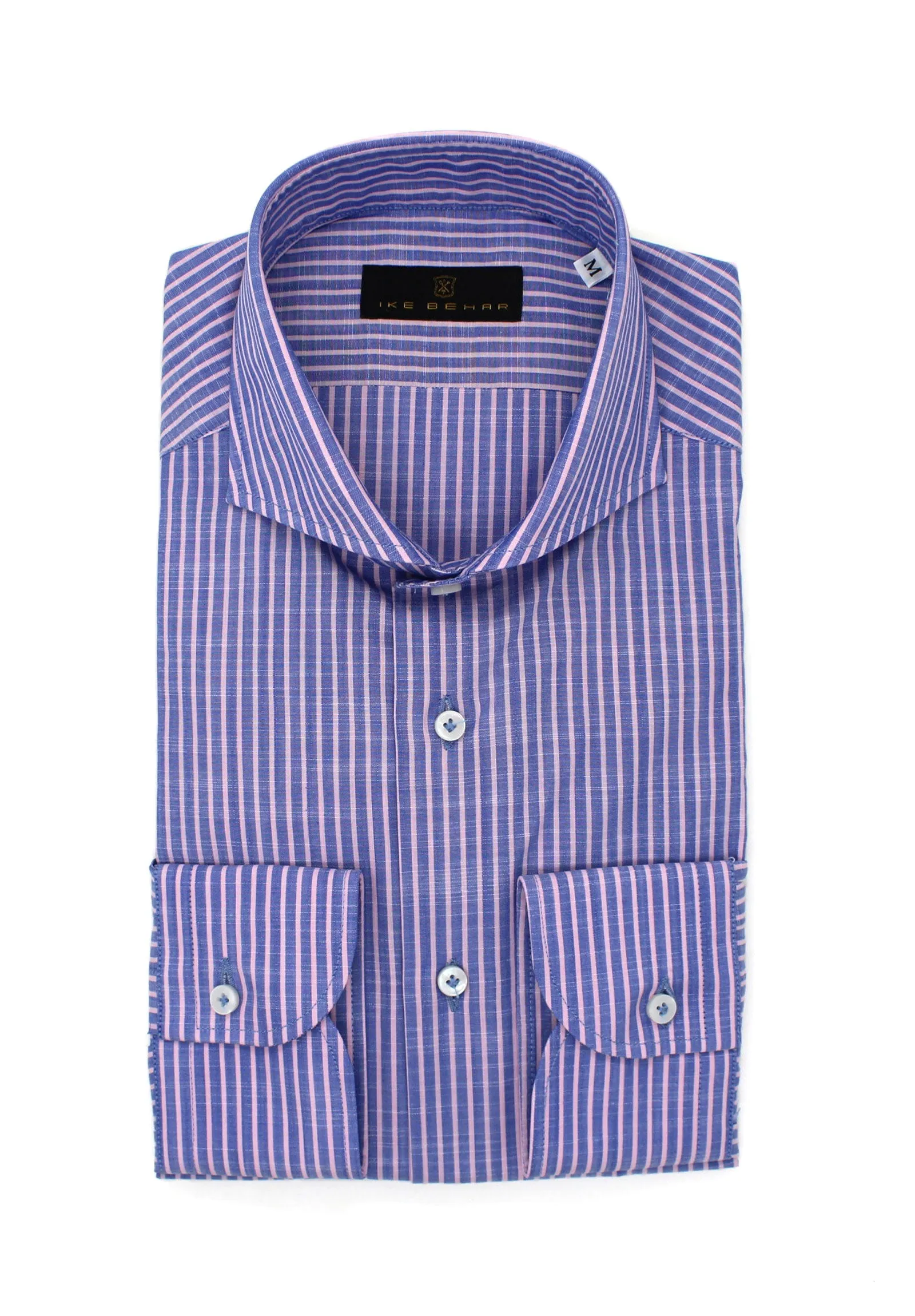 Navy & Rose Striped Sport Shirt