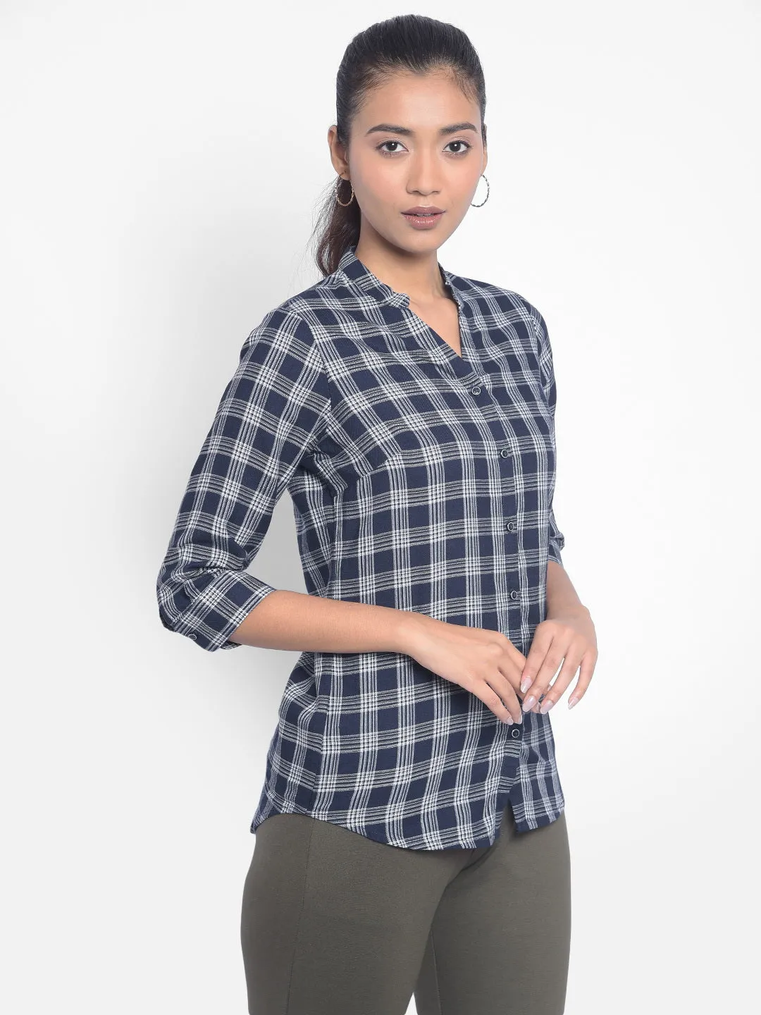 Navy Blue Checked Shirts