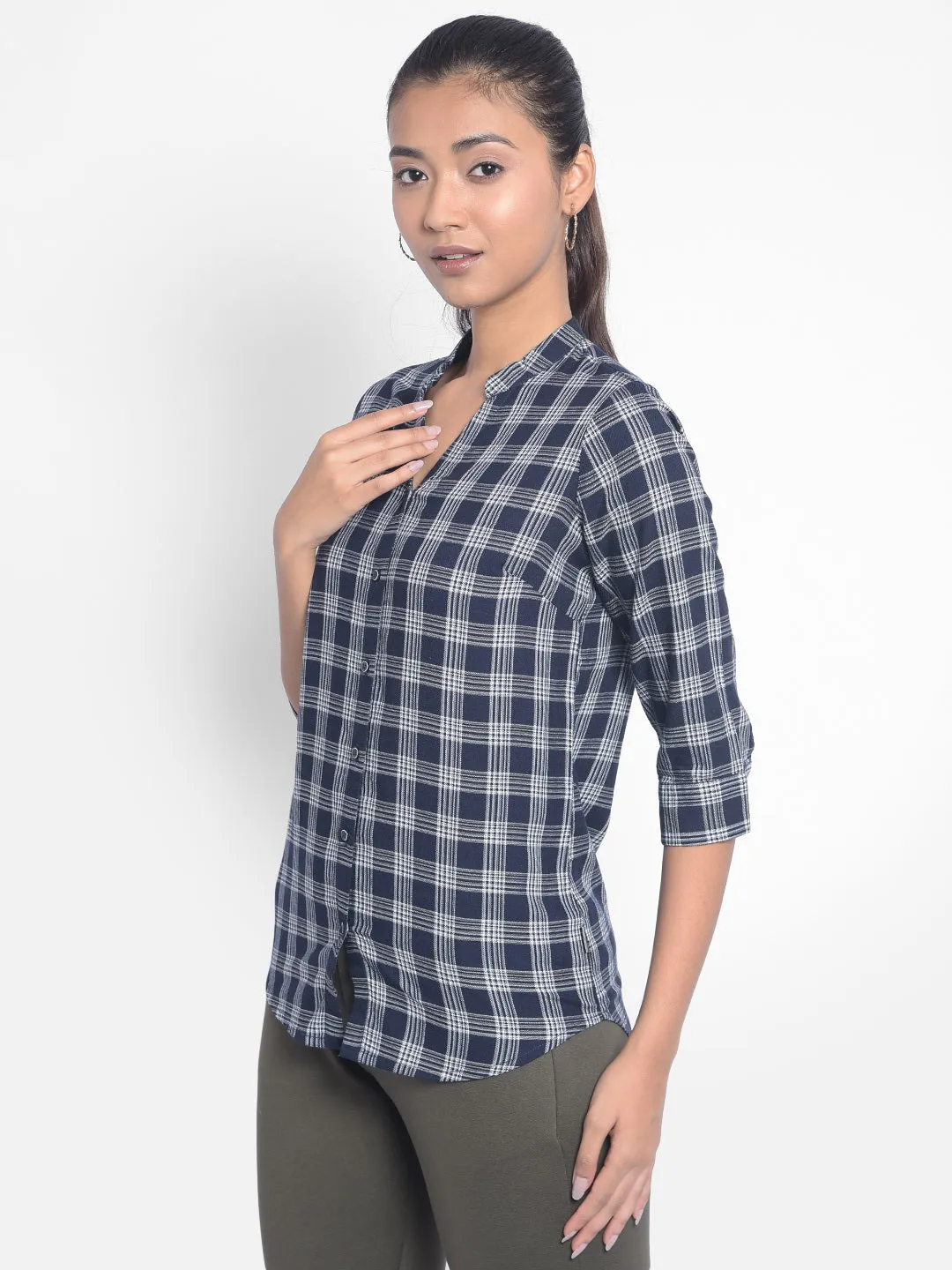 Navy Blue Checked Shirts