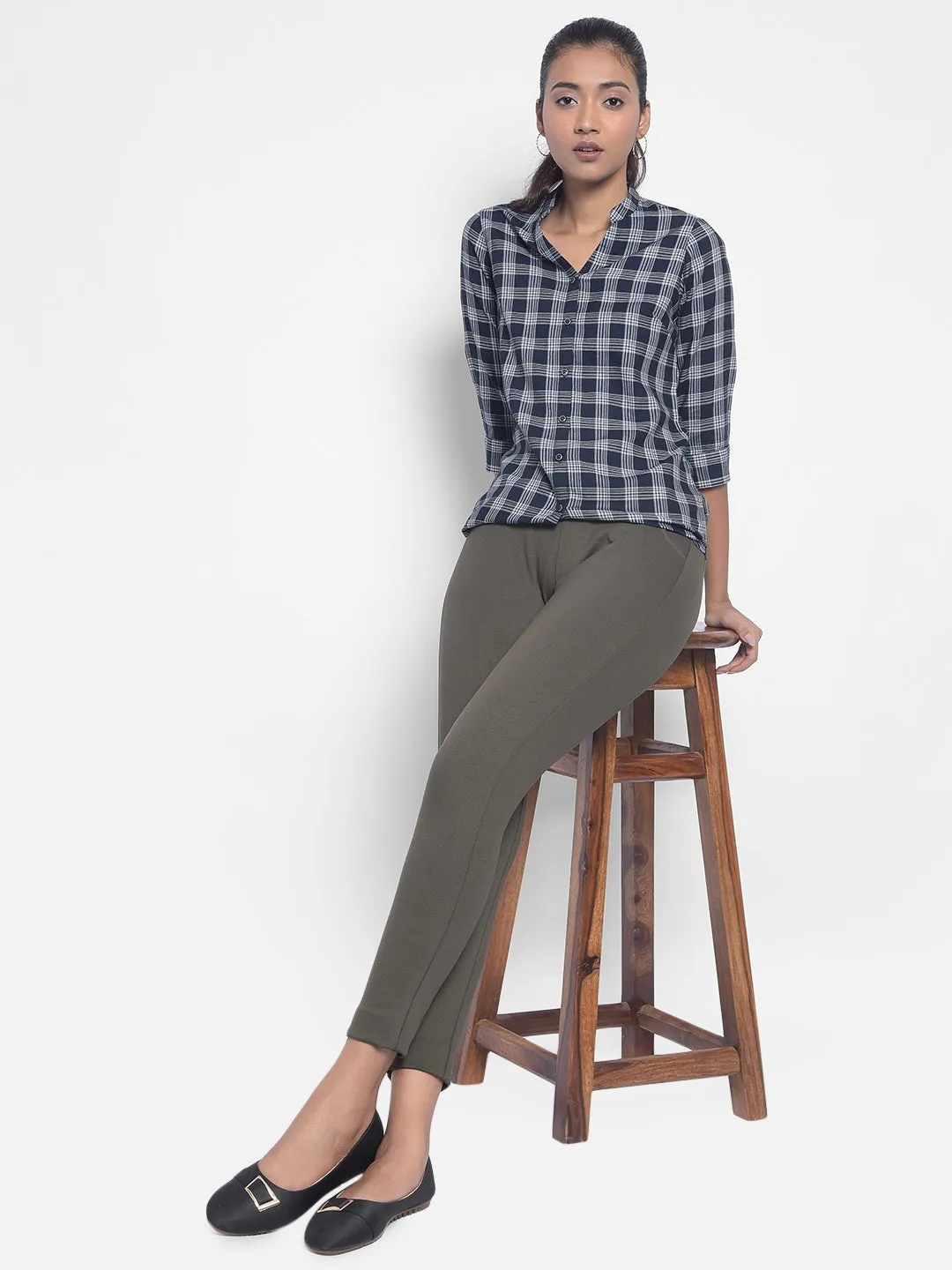 Navy Blue Checked Shirts