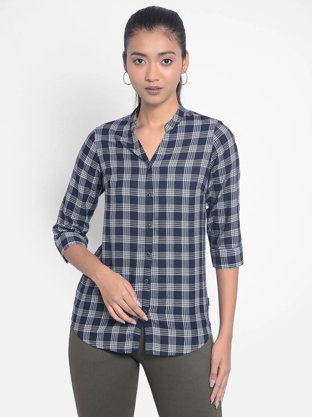 Navy Blue Checked Shirts