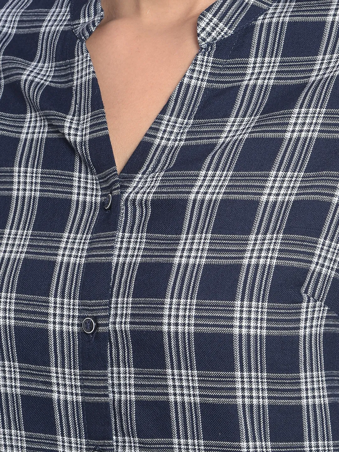 Navy Blue Checked Shirts