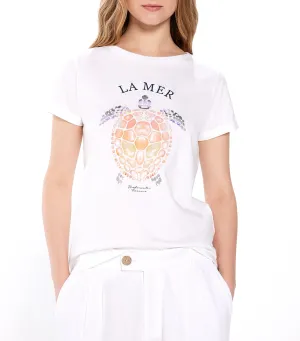 Navy Graphic T-Shirt White