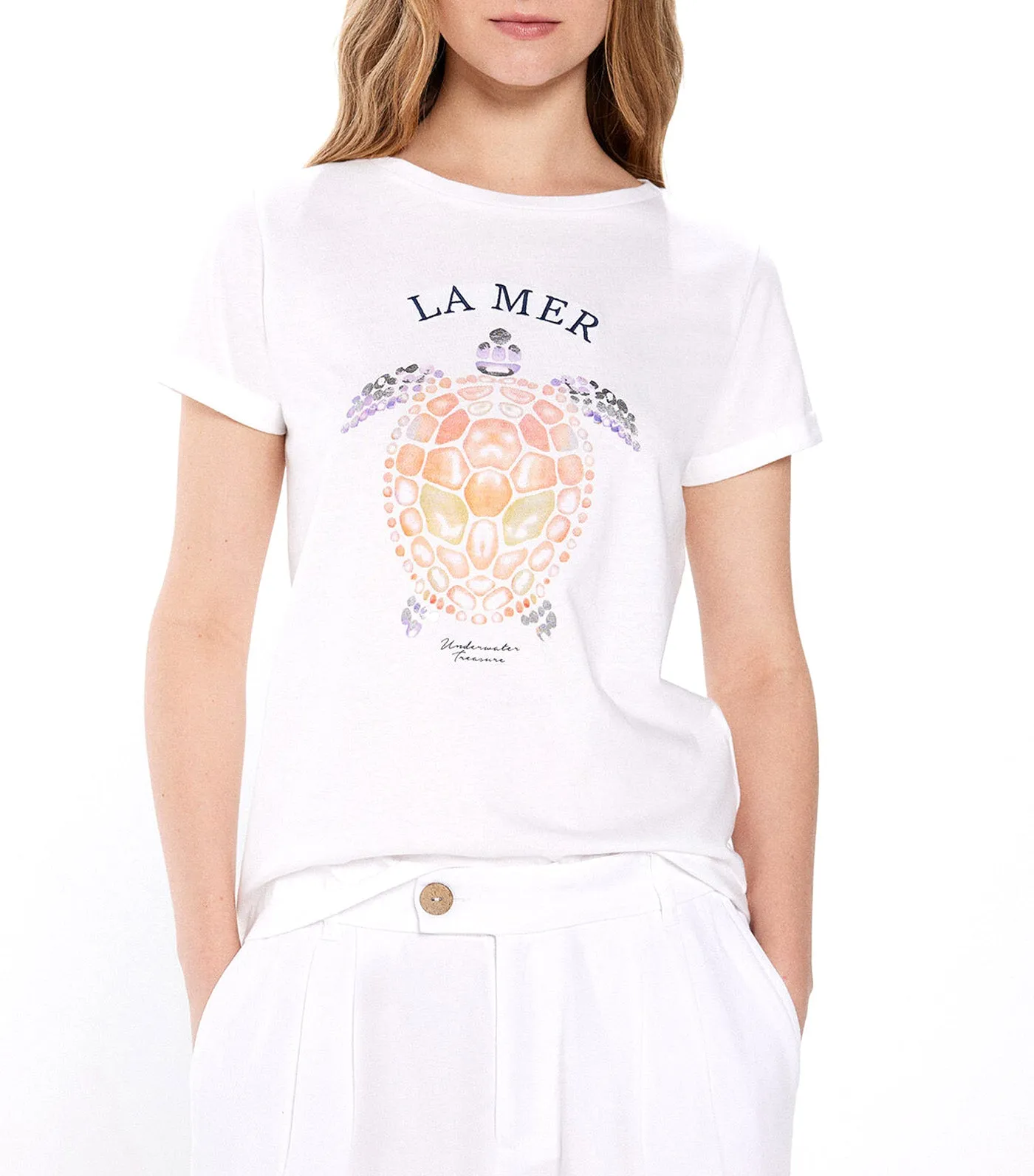 Navy Graphic T-Shirt White