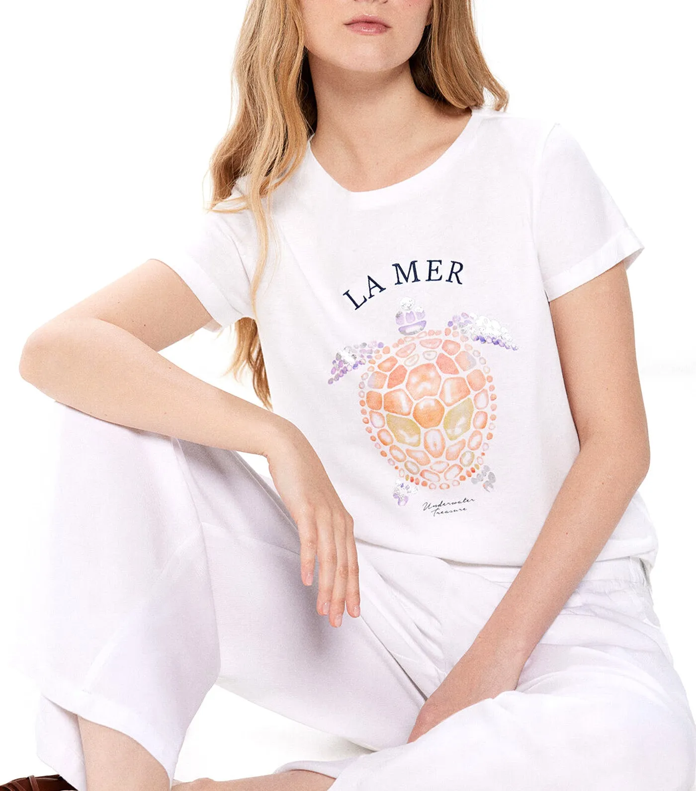 Navy Graphic T-Shirt White