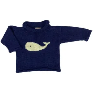 Navy Whale Roll Neck Sweater