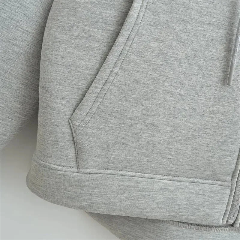 New Fashion Women's Zipper Hoodie Unisex Double Pockets Oversized Loose Sweatshirt Outerwear Top