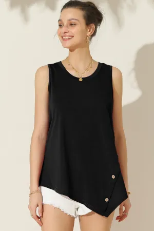 Ninexis Round Neck Button Side Tank - 3 Colors