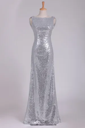 Open Back Bridesmaid Dresses Scoop Sequins Floor SWKPHKJPS81