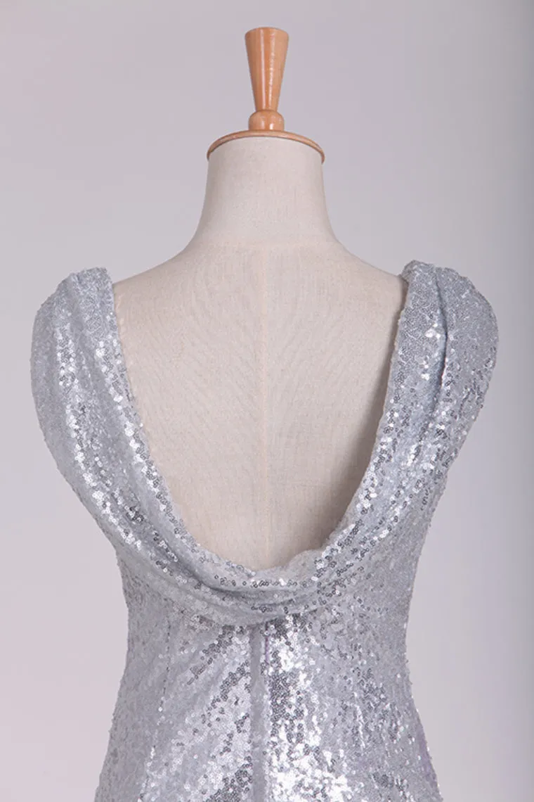 Open Back Bridesmaid Dresses Scoop Sequins Floor SWKPHKJPS81