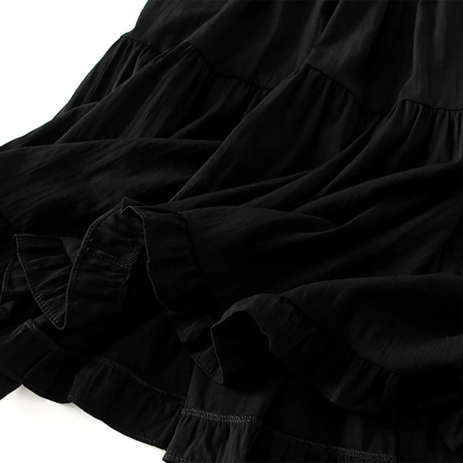 Oplxuo Women's Fall Long Skirt Elegant High Waist Tiered Ruffle Cocktail Party Wedding Guest Dress Flared A-Line Midi Skirts