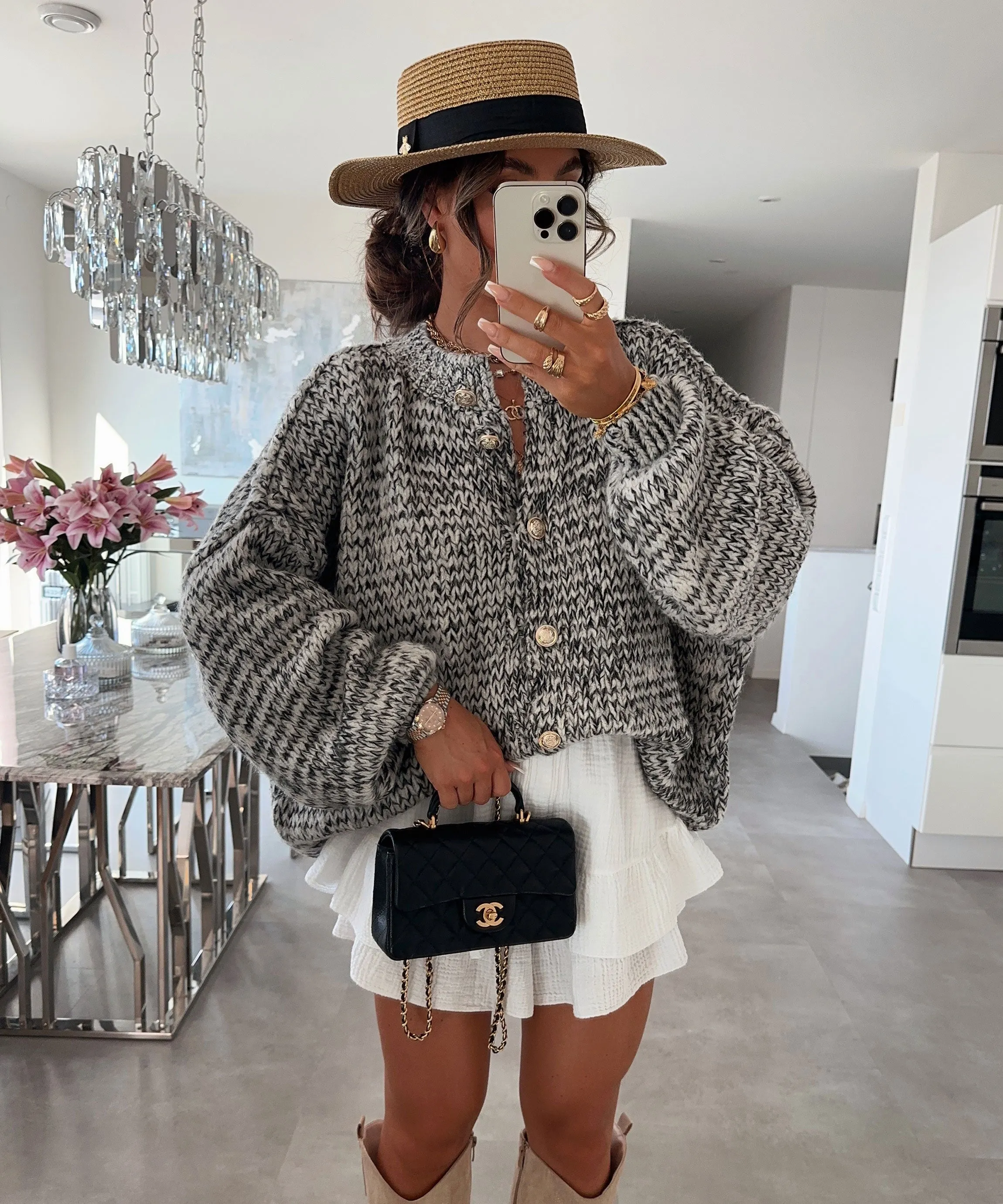 Oversize Strickjacke Isa Schwarz