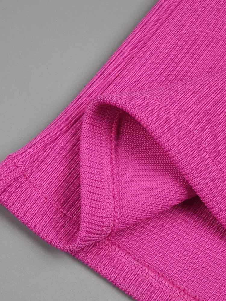 Pink Maxi Dress with Rhinestone Bows
