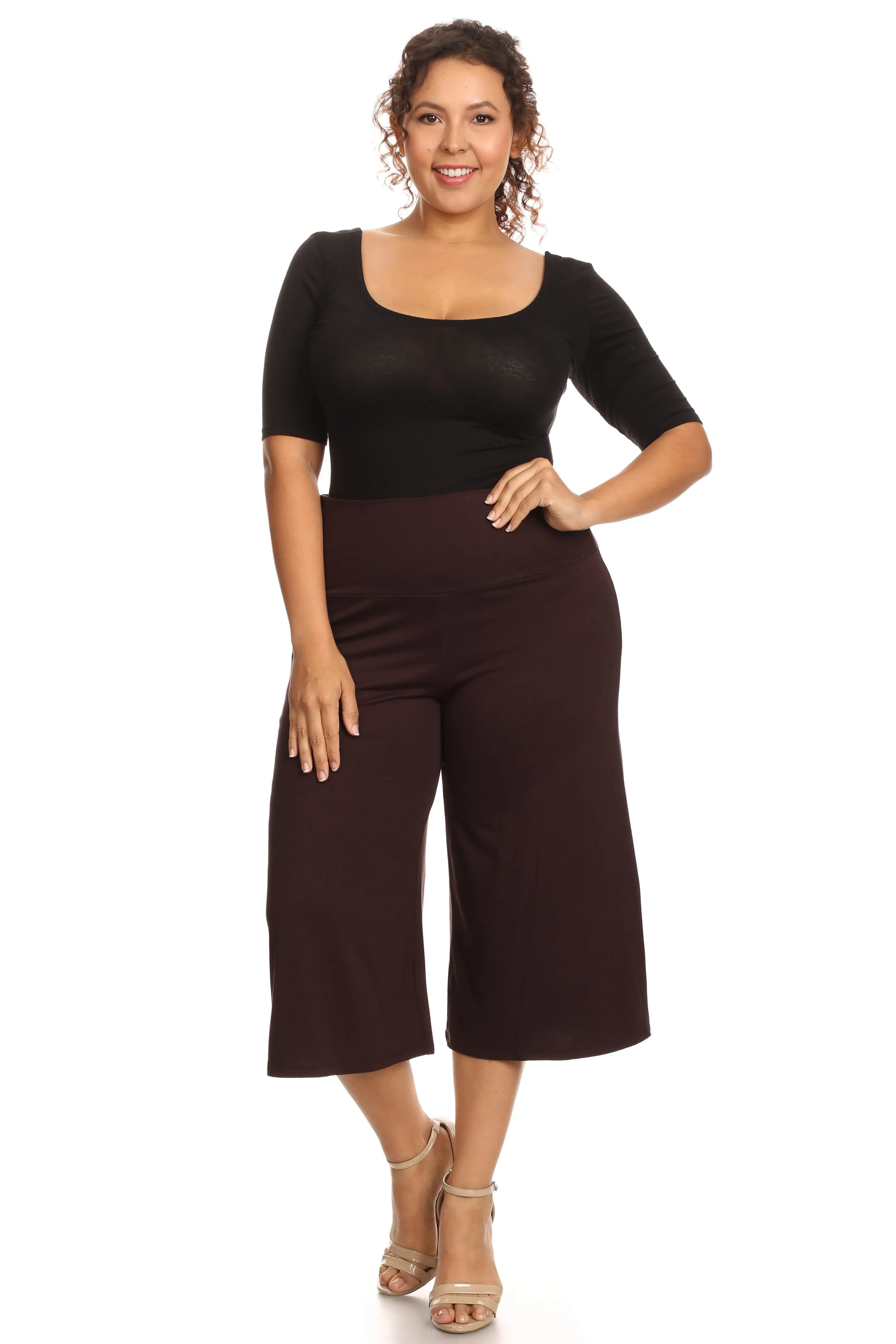 Plus Size Women's Gaucho Pants Knit Capri Culottes Lose Fit 1XL, 2XL, 3XL