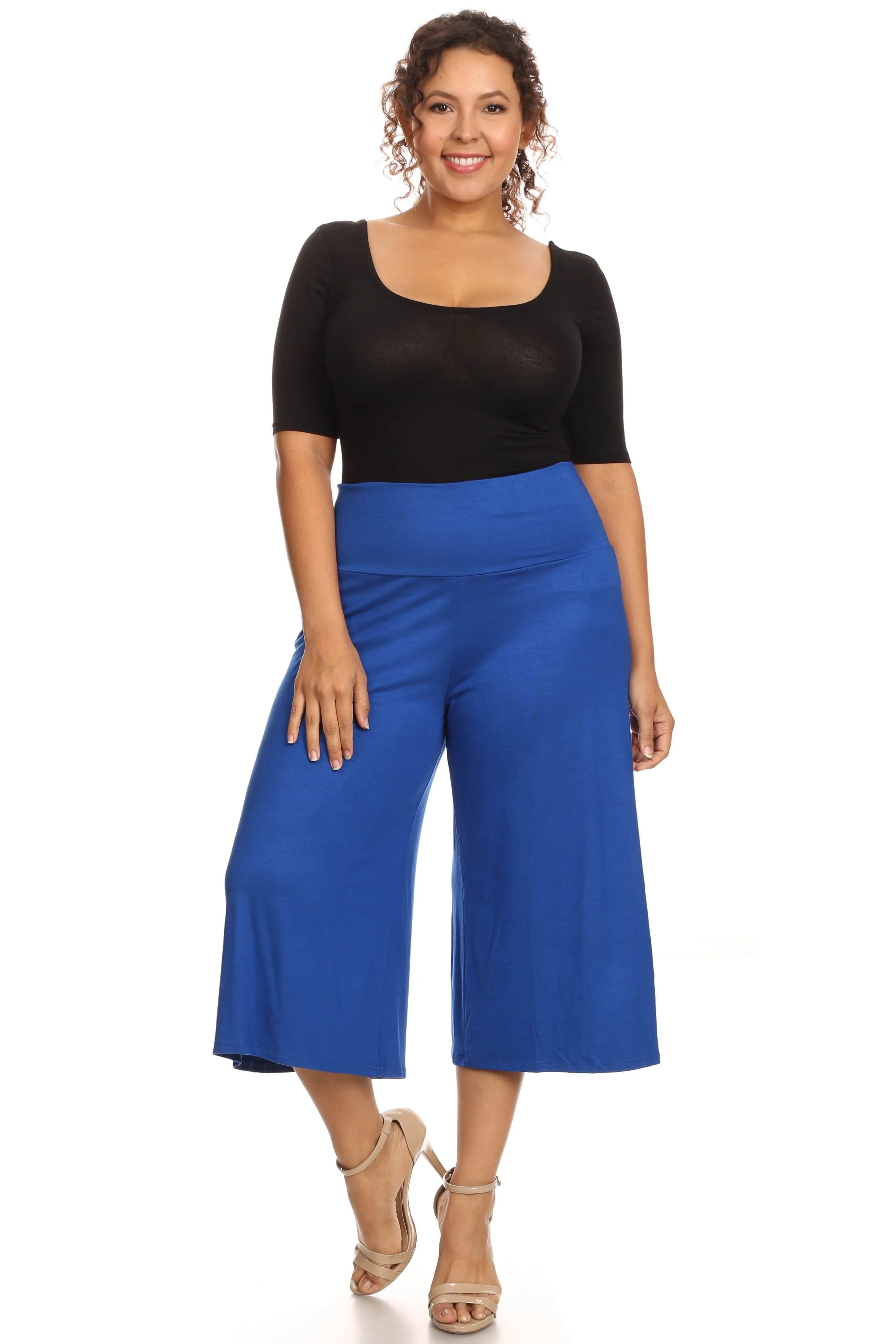 Plus Size Women's Gaucho Pants Knit Capri Culottes Lose Fit 1XL, 2XL, 3XL