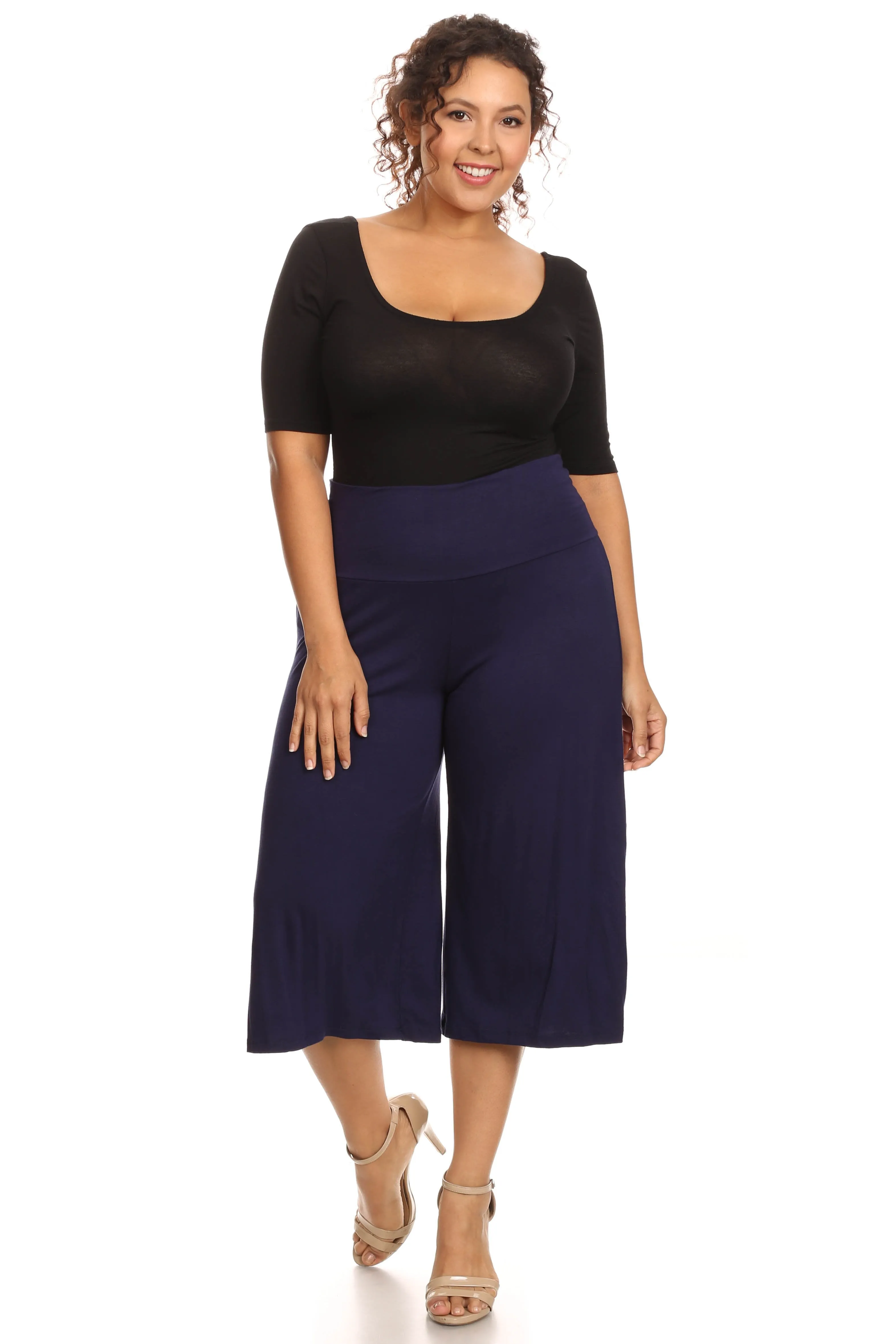 Plus Size Women's Gaucho Pants Knit Capri Culottes Lose Fit 1XL, 2XL, 3XL