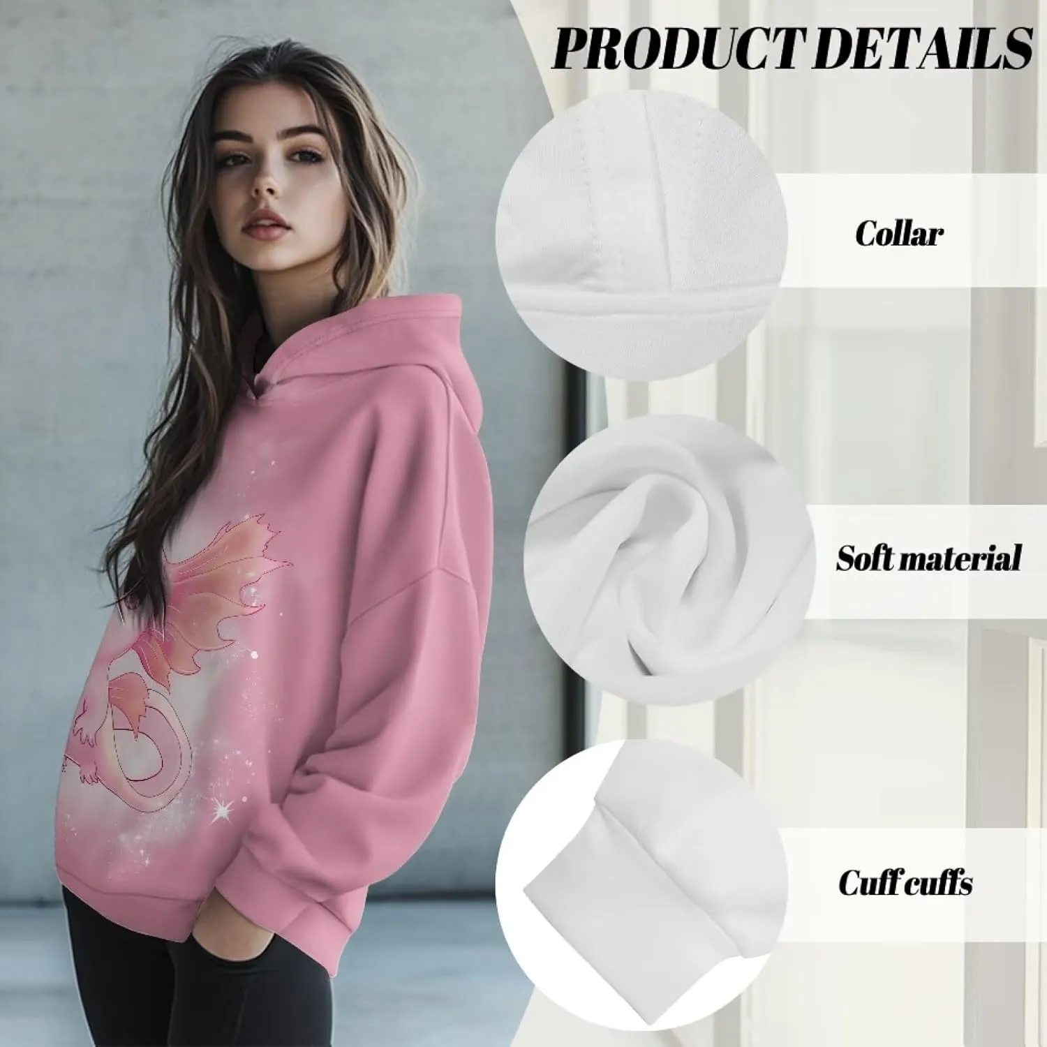 Poceacles Womens Hoodies Oversized Sweatshirts Loose Fit Long Sleeve Hooded Sweaters Pullover Hooded Sweatshirt Preppy Outfit