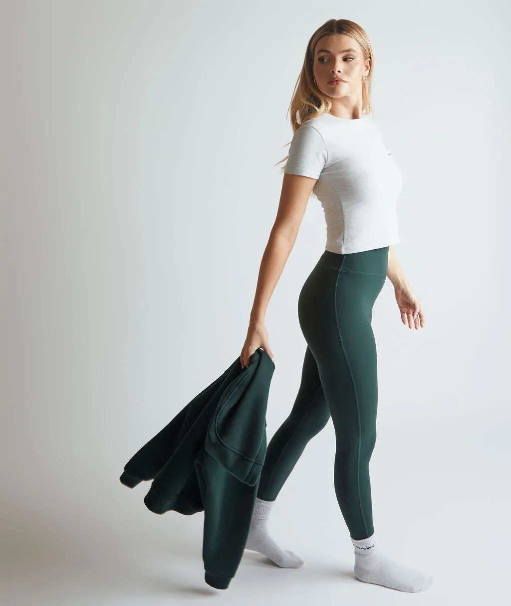 Premium Branded Leggings - Forest Green