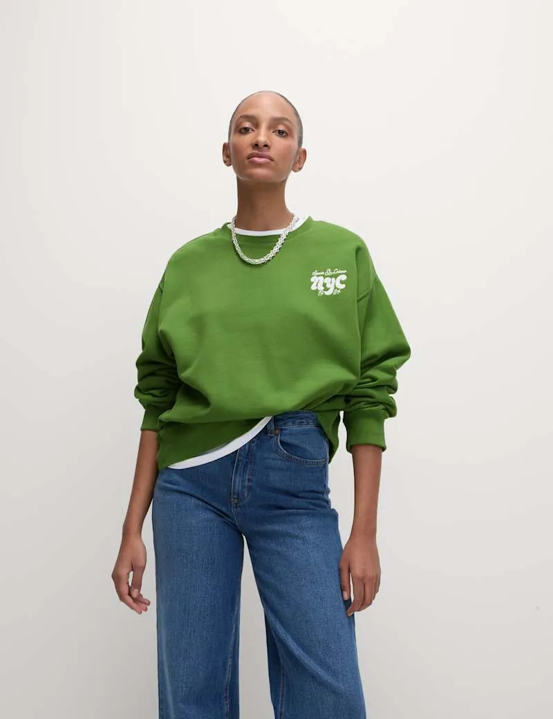 Pure Cotton Slogan Relaxed Sweatshirt