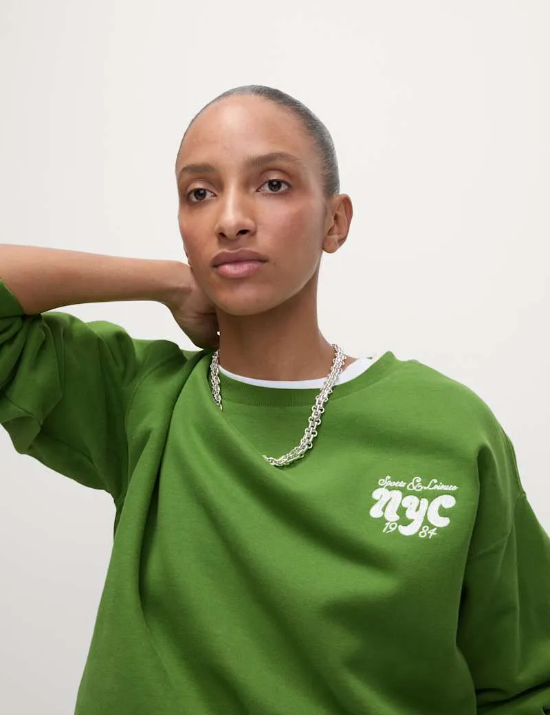 Pure Cotton Slogan Relaxed Sweatshirt