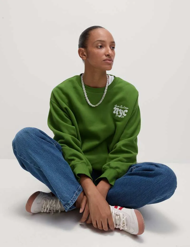 Pure Cotton Slogan Relaxed Sweatshirt