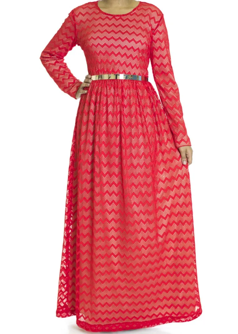 Red Chevron Lace dress