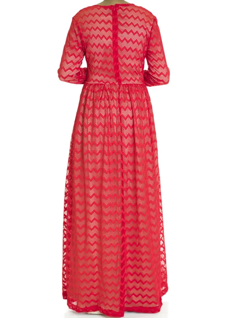 Red Chevron Lace dress
