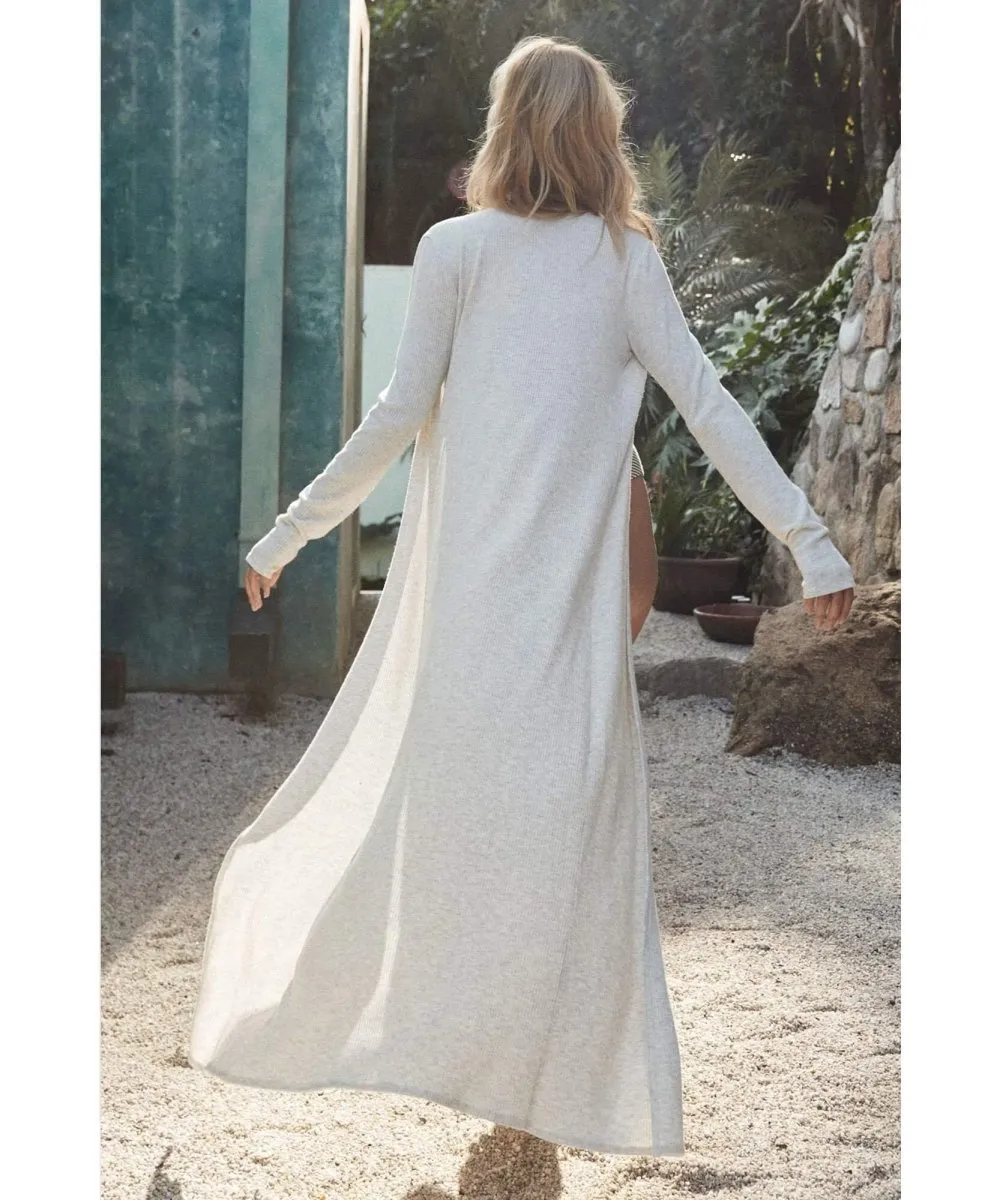 Ribbed Open Front Duster, Heather