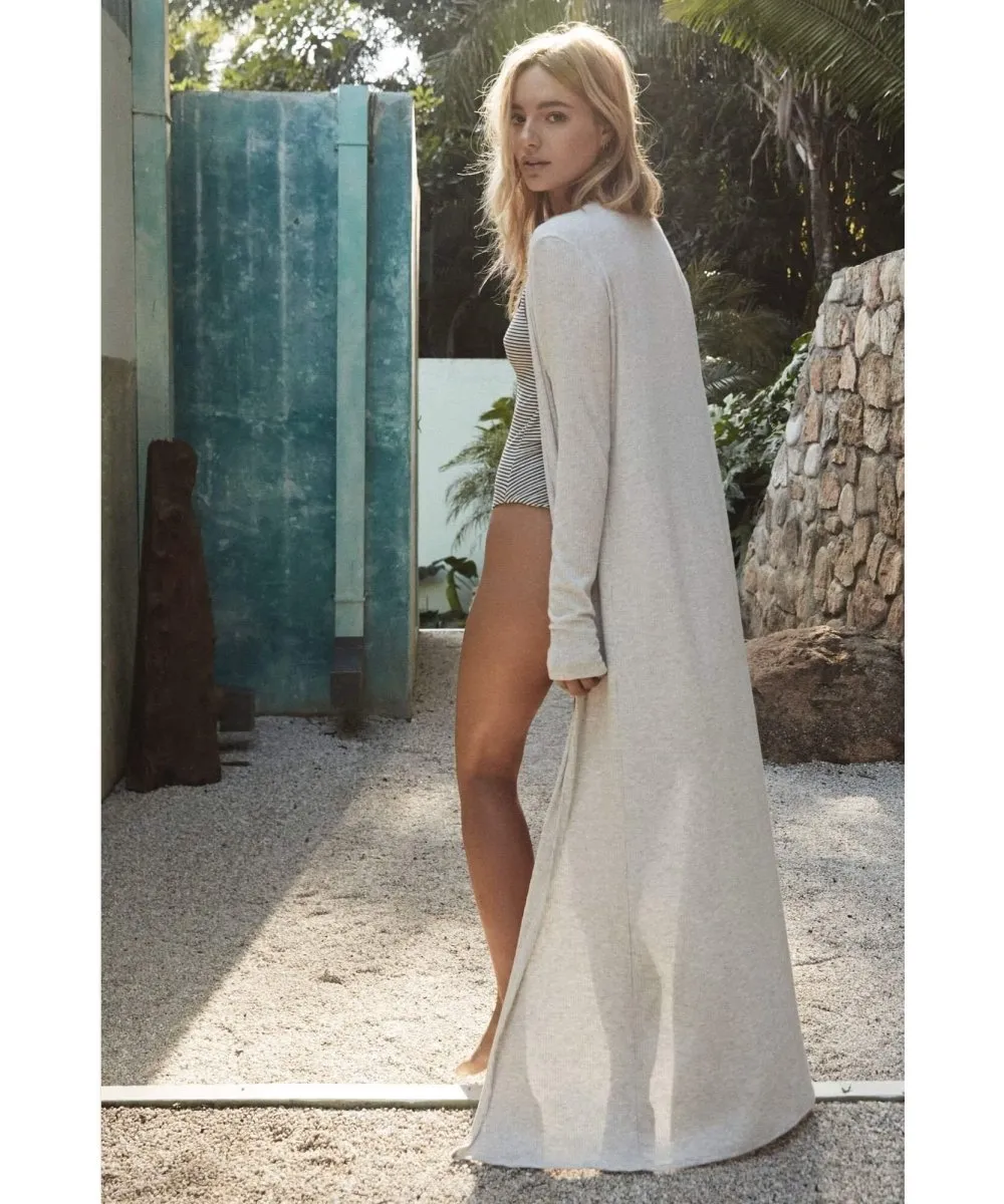 Ribbed Open Front Duster, Heather