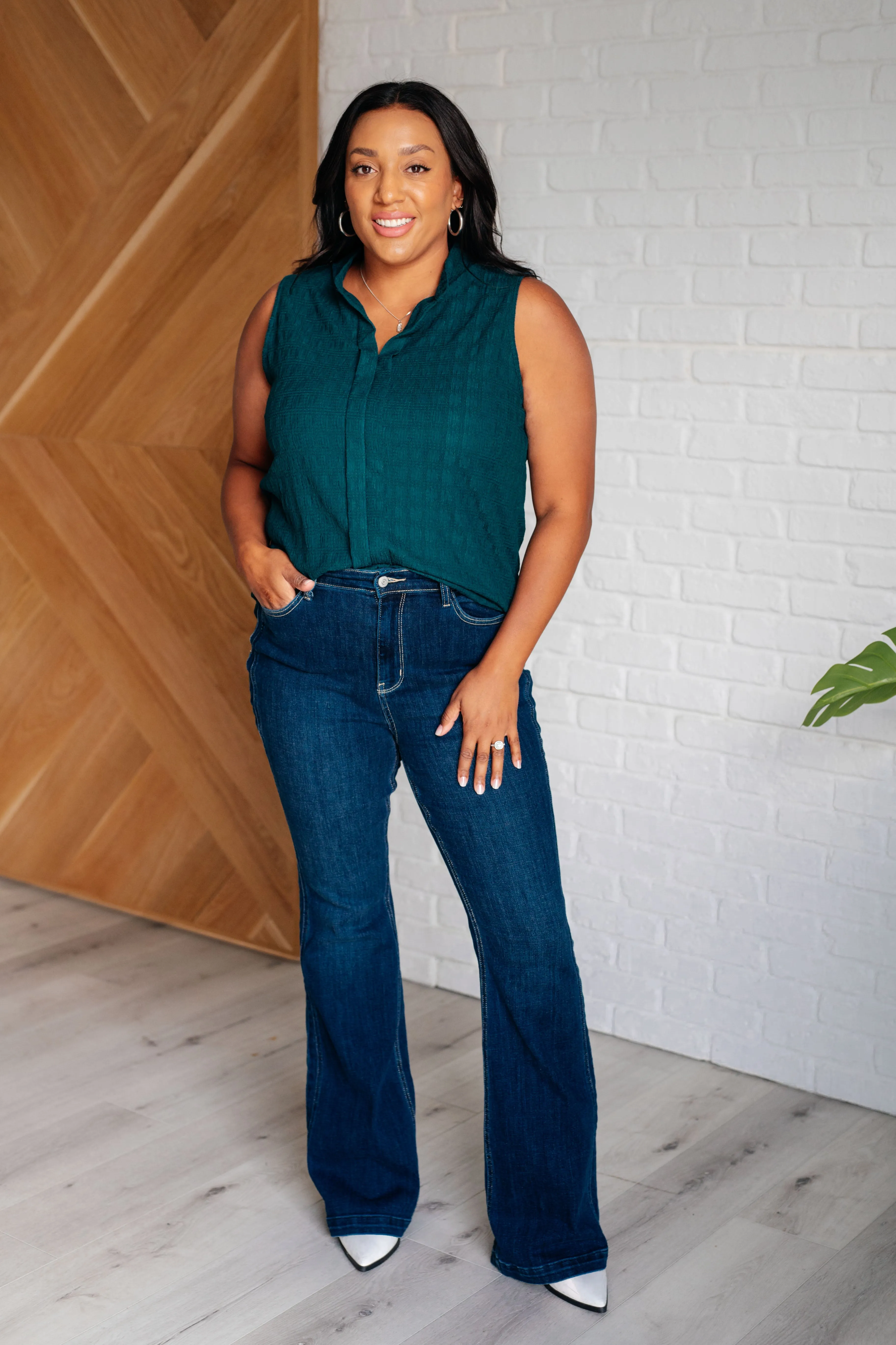 Sea Green Pleat Front Blouse
