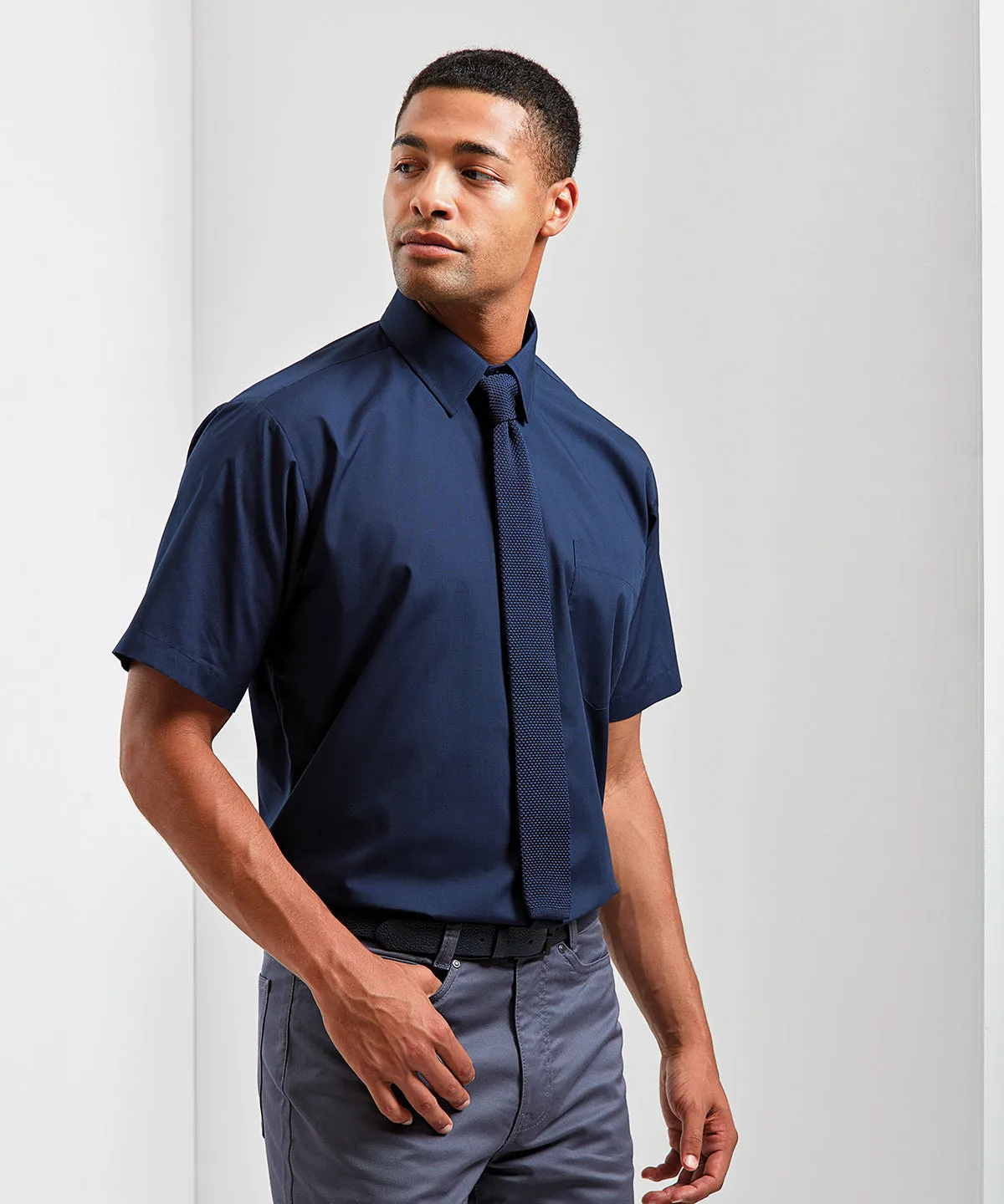 Short sleeve poplin shirt | Red*