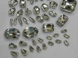 Silver Assorted Glass Stones With Catcher (Wholesale)