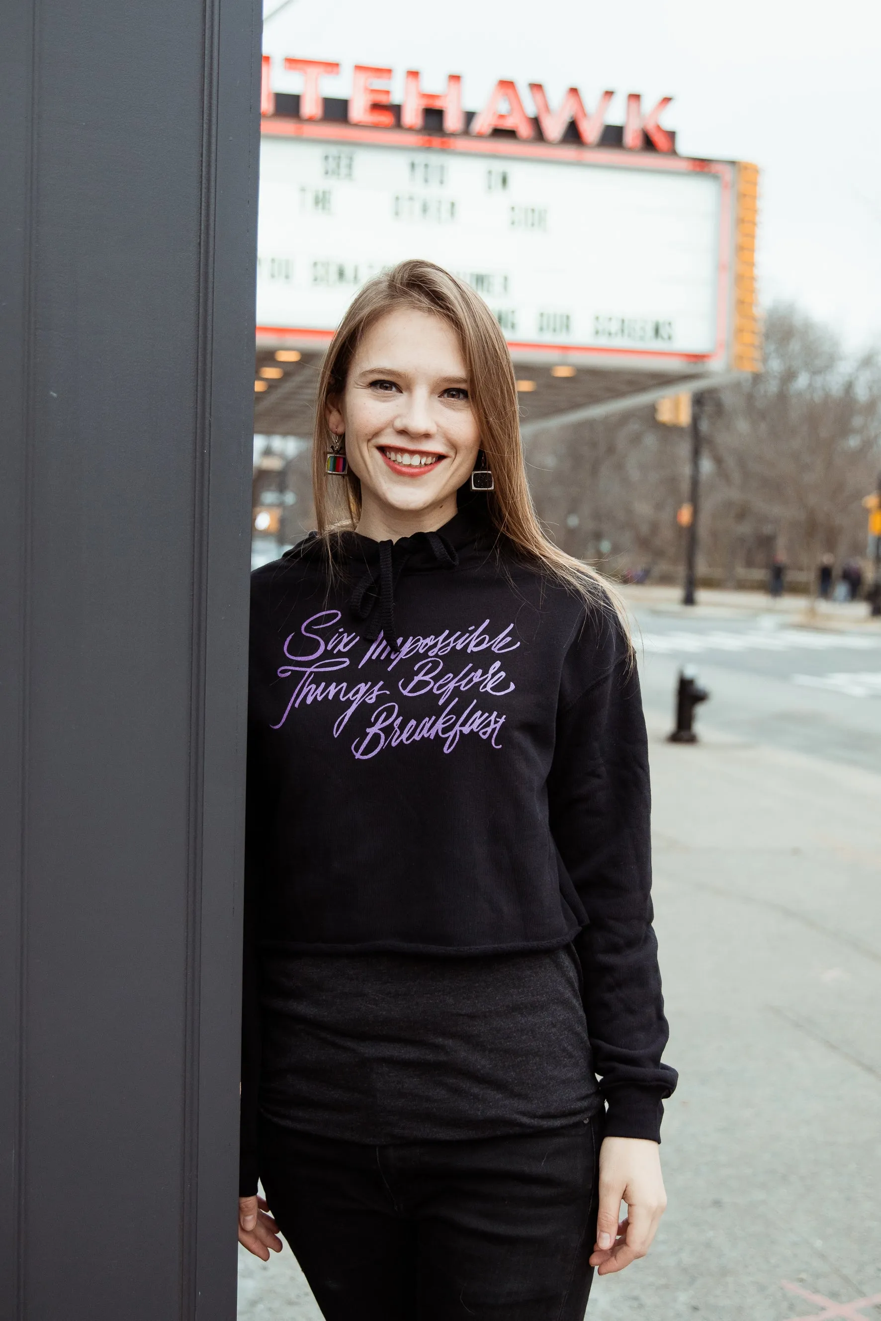 Six Impossible Things Fitted Crop Hoodie | Alice in Wonderland