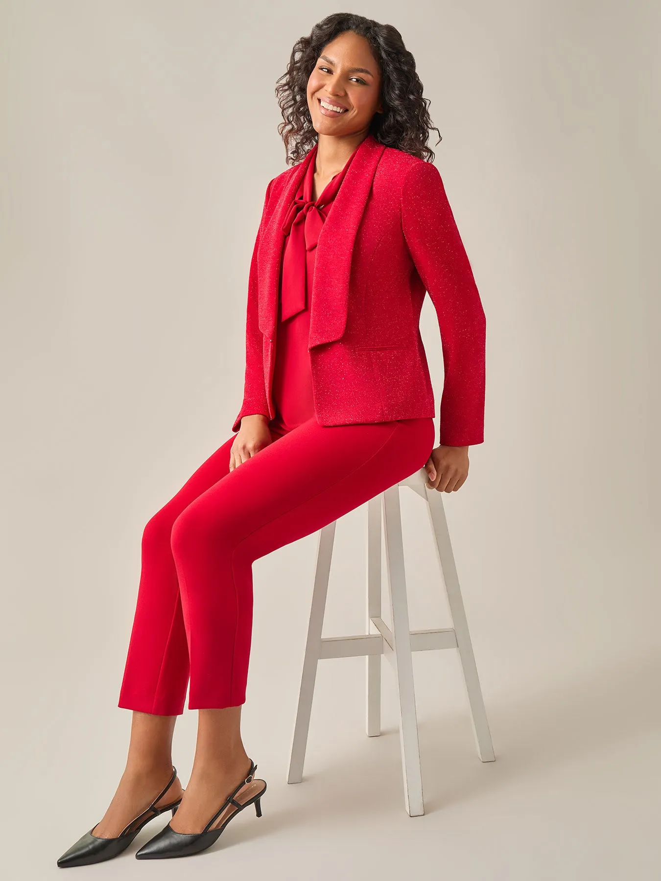 Sleeveless Bow Neck Blouse, Crimson
